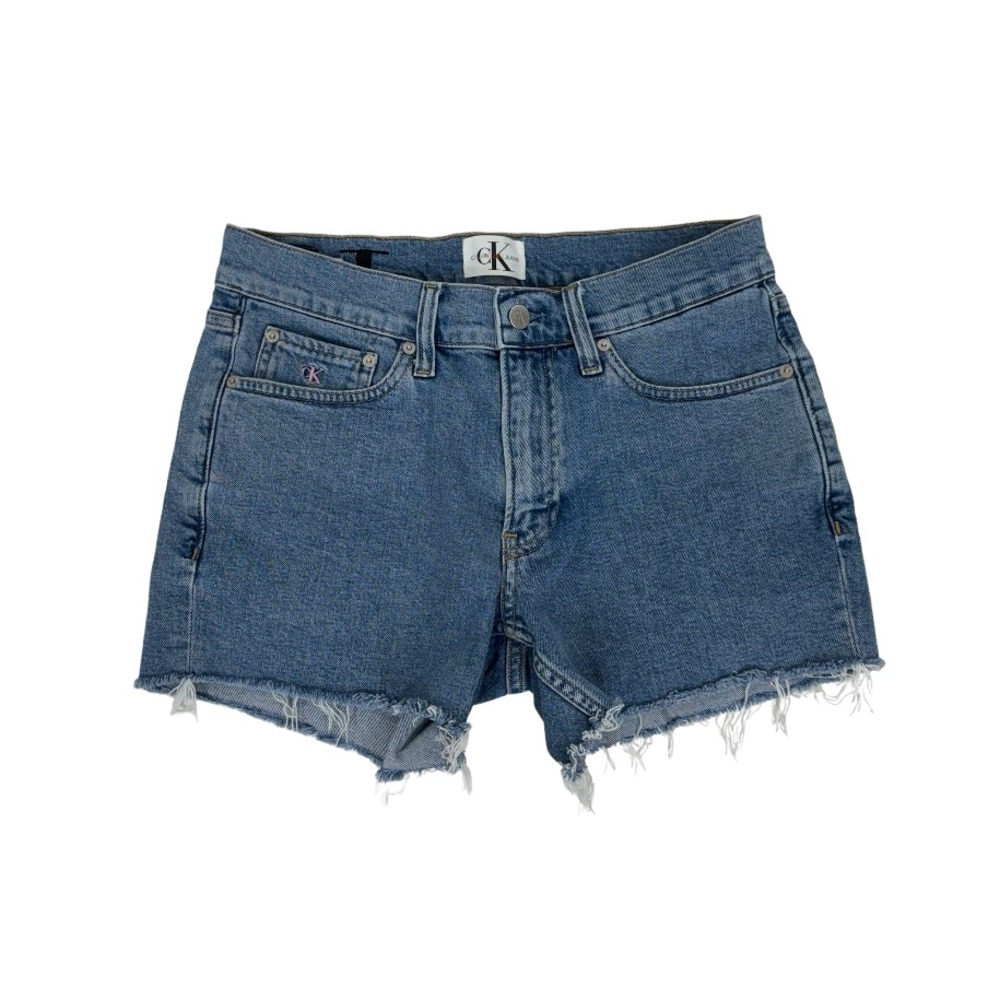 Calvin Klein Jeans Slim Short Blue Cutoff Denim Jean Shorts With Fringe Size 28